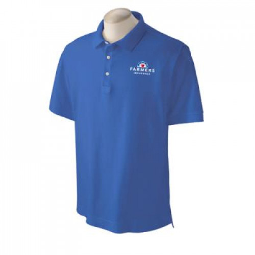 Mens Blue Pima Cotton Polo Shirt