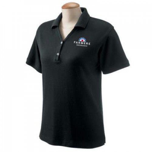 Womens Black Pima Cotton Polo Shirt