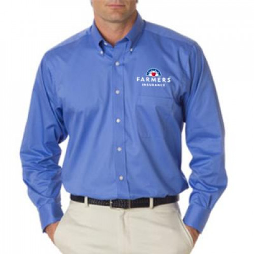 Mens Blue Long Sleeve Dress Shirt