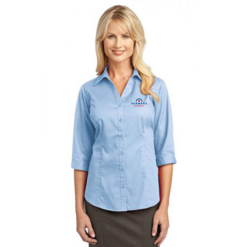 Light Blue Ladies 3/4 Sleeve Blouse