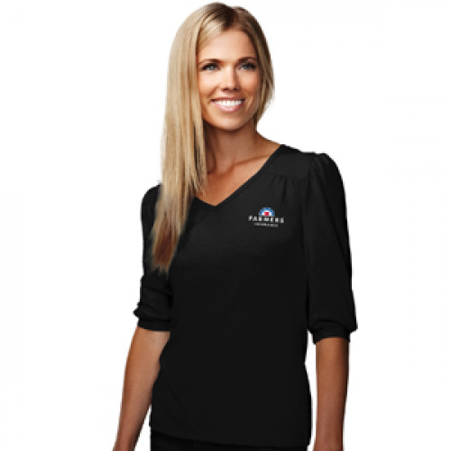 Womens Black 3/4 Knit Shirt - CLOSEOUT