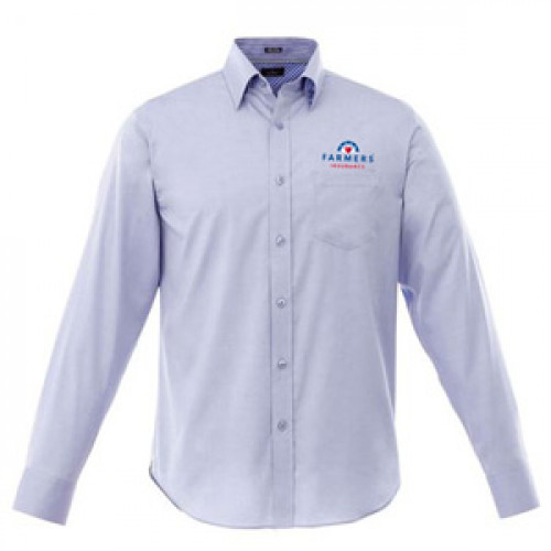 Mens Long Sleeve Oxford Woven Shirt - China Blue