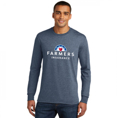 Mens Navy Long Sleeve Printed Tee