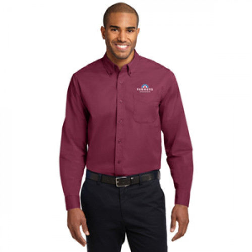 Mens Long Sleeve Easy Care Shirt - Burgundy