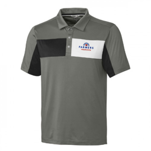 Mens Color Block Polo - Elemental Grey