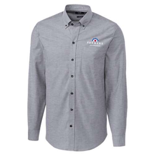 TALL Men's Cutter & Buck Tailored Fit Stretch Oxford - Charcoal