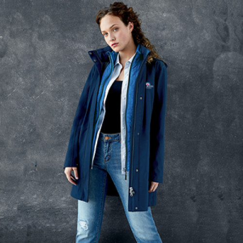 Ladies Cutter & Buck Shield Hooded Shell - Dark Blue