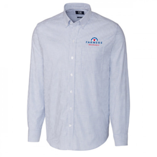 TALL Mens Cutter & Buck Stretch Oxford Stripe - French Blue