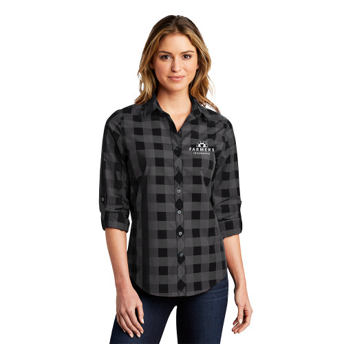 Womens Everyday Black Plaid Shirt