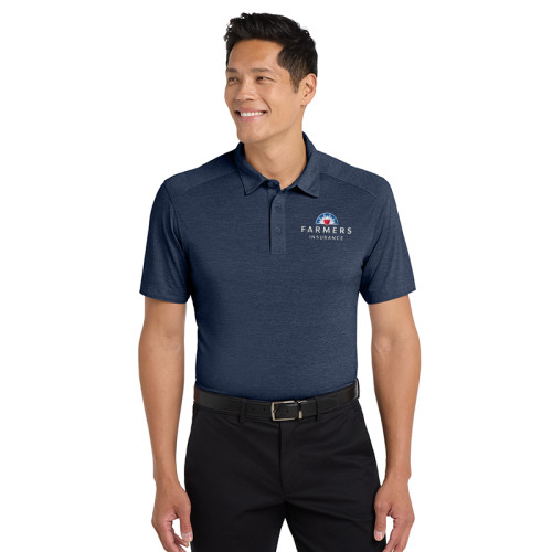 Mens Navy Heather Performance Polo